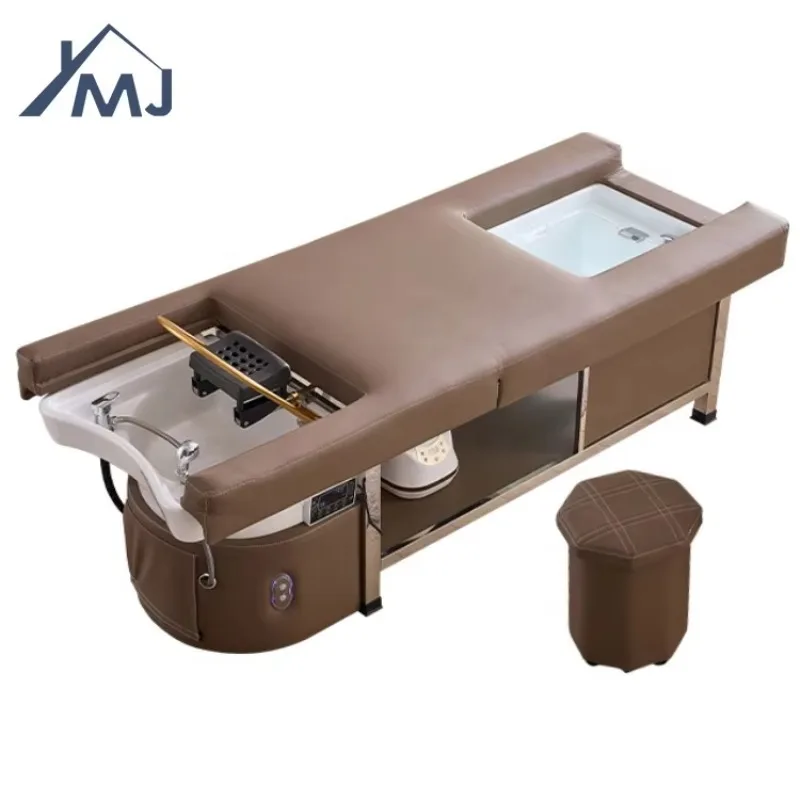 Nail Salon Lay Down Head Spa Washing Electric Back Lift Pedicure Shampoo Bed