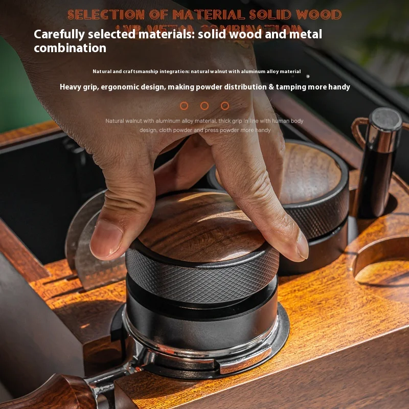 Adaptive Height 304 Stainless Steel Self-Gravity Coffee Powder Distributor Eco-Friendly Self-Discharging Coffee Filter Baskets