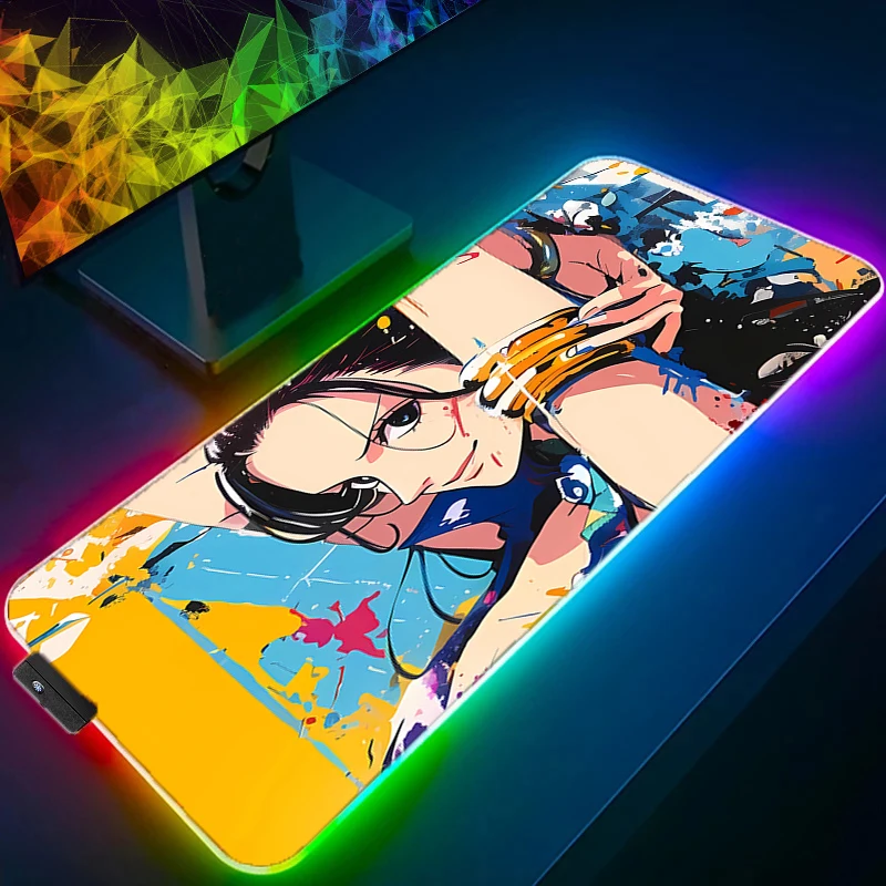 

RGB LED Mouse Pad Laptop Keyboard Pad Non-Slip Anime Tablet Pad PC Accessories HD One Piece Nico Robin Mousepad Gaming Desk Mat
