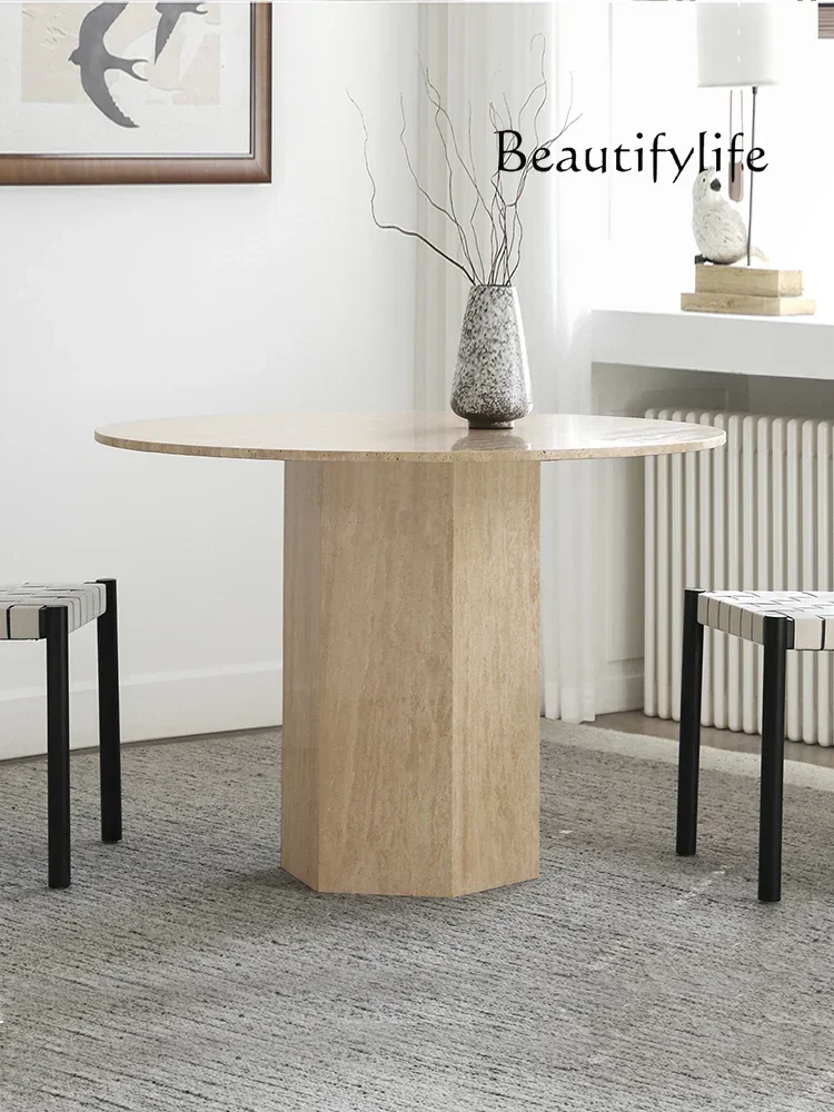 

Обеденный стол N17 из натурального камня для гостиной, круглый, в стиле малогабаритной квартиры, простой, домашний, легкий люкс, с изысканным дизайном