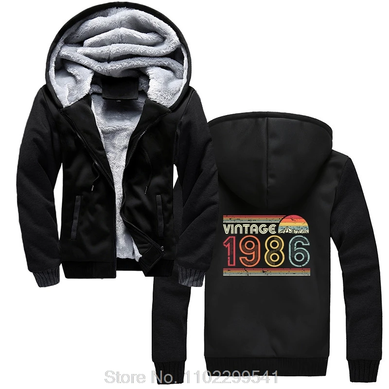 Funny 1986 Vintage Birthday Gift Retro Style Hoodie Graphic Cotton Hoody Men Clothing Jacket Zip Up Hoodies Harajuku Coats