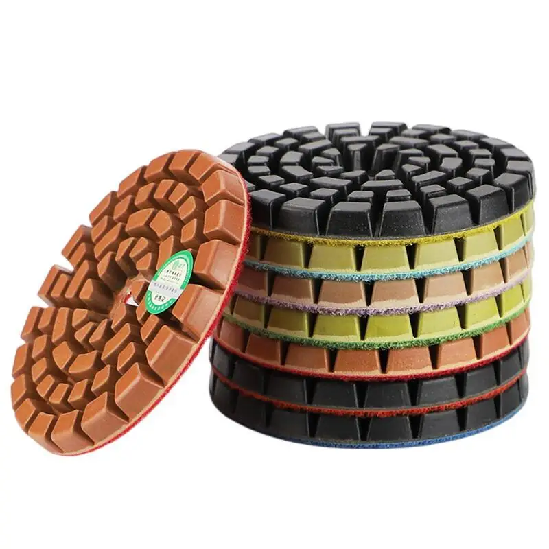 

7PCS 4Inch Floor Polishing Pads 100mm Diamond Polishing Pads Wet Restoration Grinding Disc Sanding Concrete Floor Polishing Pad