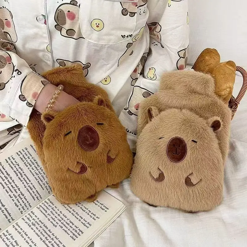 1pcs PVC Water-Filled Hot Water Bag Winter Warming Essential with Cartoon Plush Anti-Burst Design Water Injection Is Available