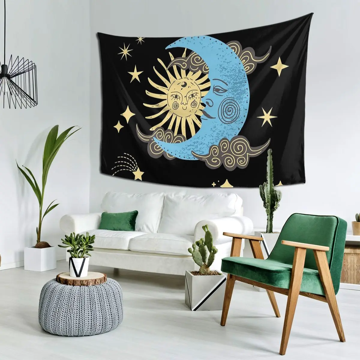 Sun And Moon Tarot Art Tapestry Hippie Wall Hanging Aesthetic Home Decor Tapestries for Living Room Bedroom Dorm Room