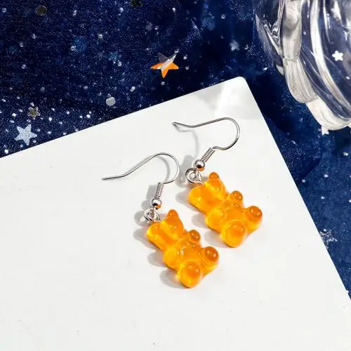 Leslie heiß verkaufen schöne bunte Harz Glitter Gummibärchen Ohrringe für Frauen Mini Bär Ohrring Bff Mädchen Kinder Geburtstags geschenke – Detail 24
