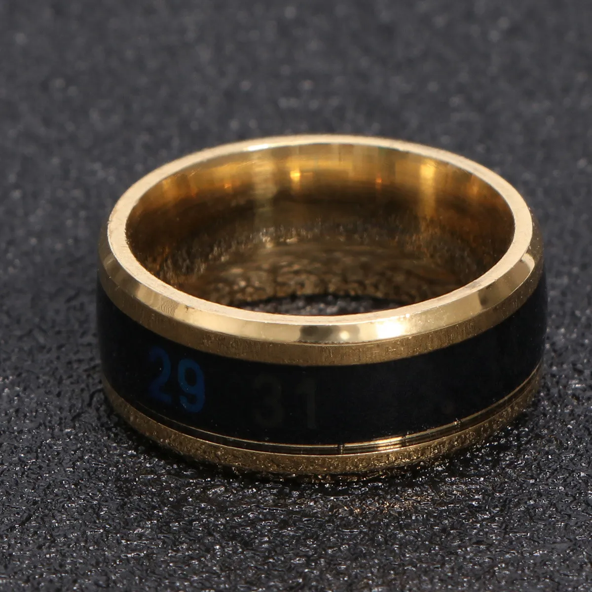 8Mm Heat Reactive Ring Stainless Steel Temperature Sensitive Finger Ring Simple Elegant Design Unisex Stylish Jewelry Gift Idea