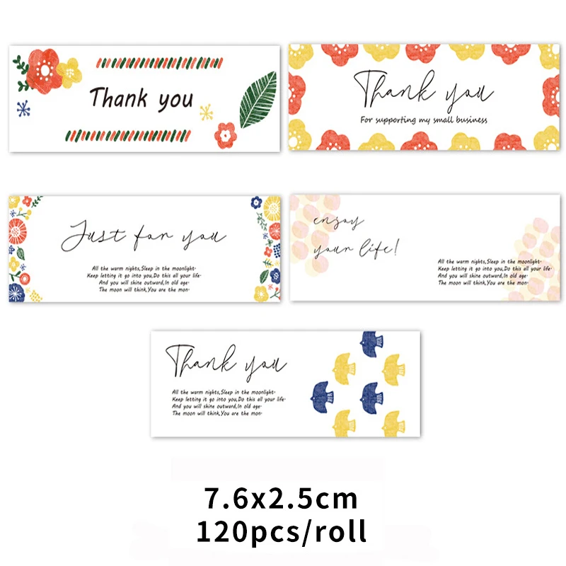 120pcs/roll Thank You Stickers Flower Self-Adhesive Business Decorative Labels for Holiday, Parties,Gift Wraps Online Retailers