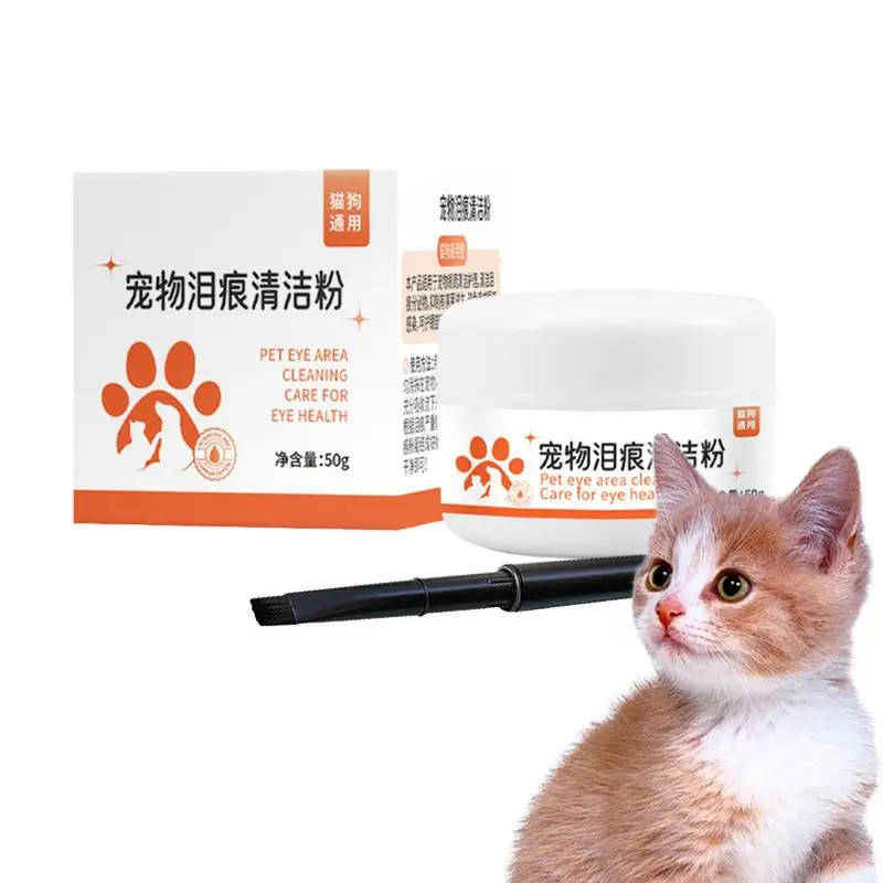 Tear Stain Cleaner For Dogs Mild 50g Dog Tear Stain Remover Powder With Brush Fast-Acting Pet Eye Cleaning Supplies For Home Pet