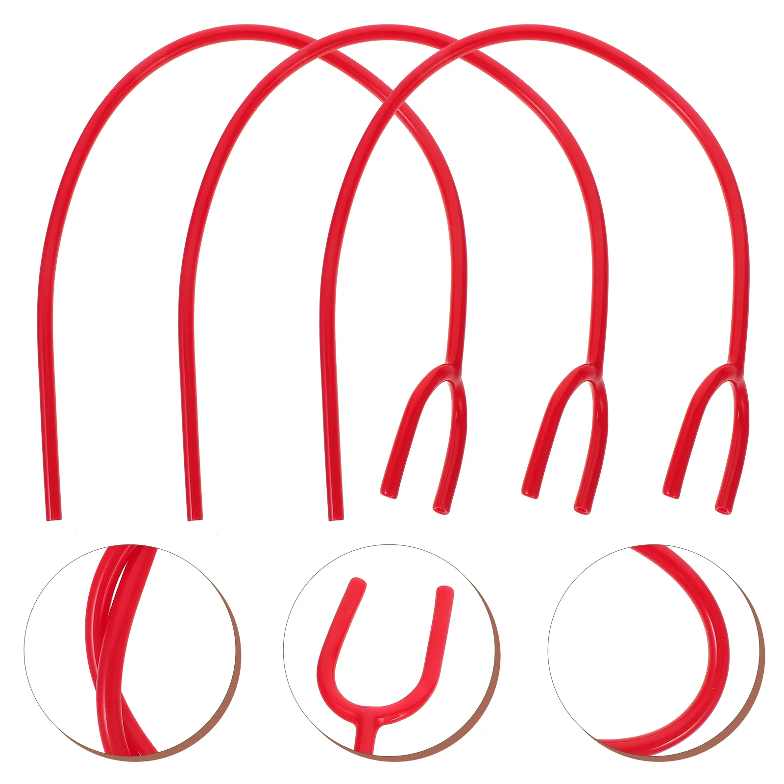 

3 Pcs Retractable Stethoscope Accessories Extension Tubes Replacement Red Tubing for