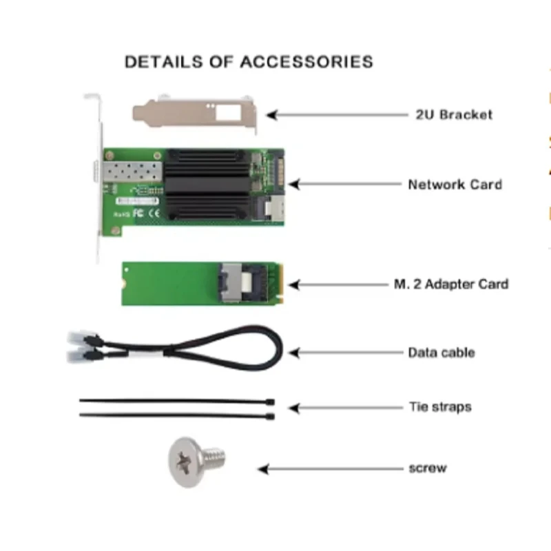 Ethernet 82599-SFP+ M2 M.2 To 10G Ethernet Card To Desktop Ethernet Card Intel Intel82599 Chip
