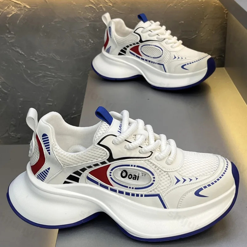 

Нишевая модная мужская повседневная обувь, лето 2024, дышащая спортивная обувь с сеткой на толстой подошве, низкие удобные кроссовки на массивном каблуке