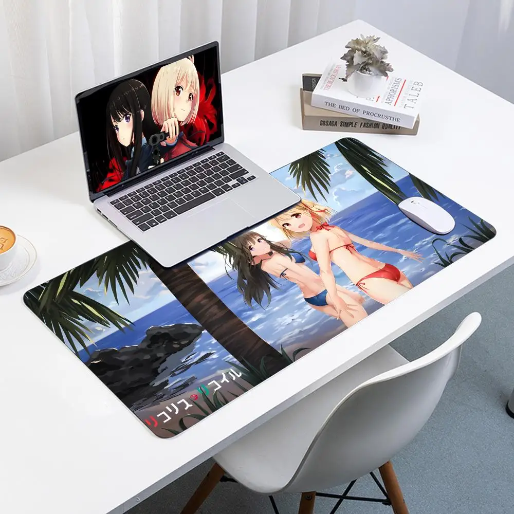 Lycoris Recoil Mouse Pad Non-Slip Rubber Computer Keyboard Large Gaming Office Laptop Desk Mat Extended Stitched Edge Gift Mat
