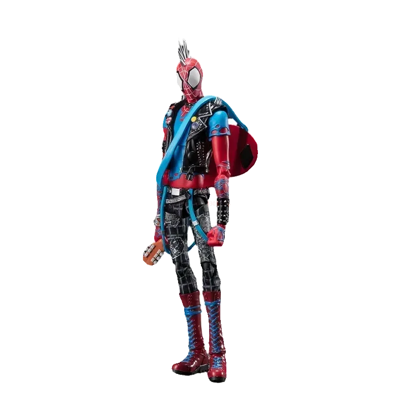 Spiderman Figure Peter Parker Figurine Punk Spider Man Action Figures Pvc Statue Collection Rock Roll Style 18cm Models Birthday