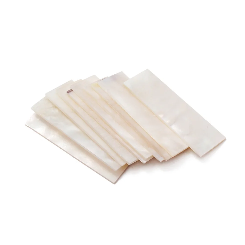 

10 pcs Diy Guitar Fingerboard Inlays White Shell Material Durable Rectangular Blocks Easy Cut Decorate Guitar Bass Fretboard