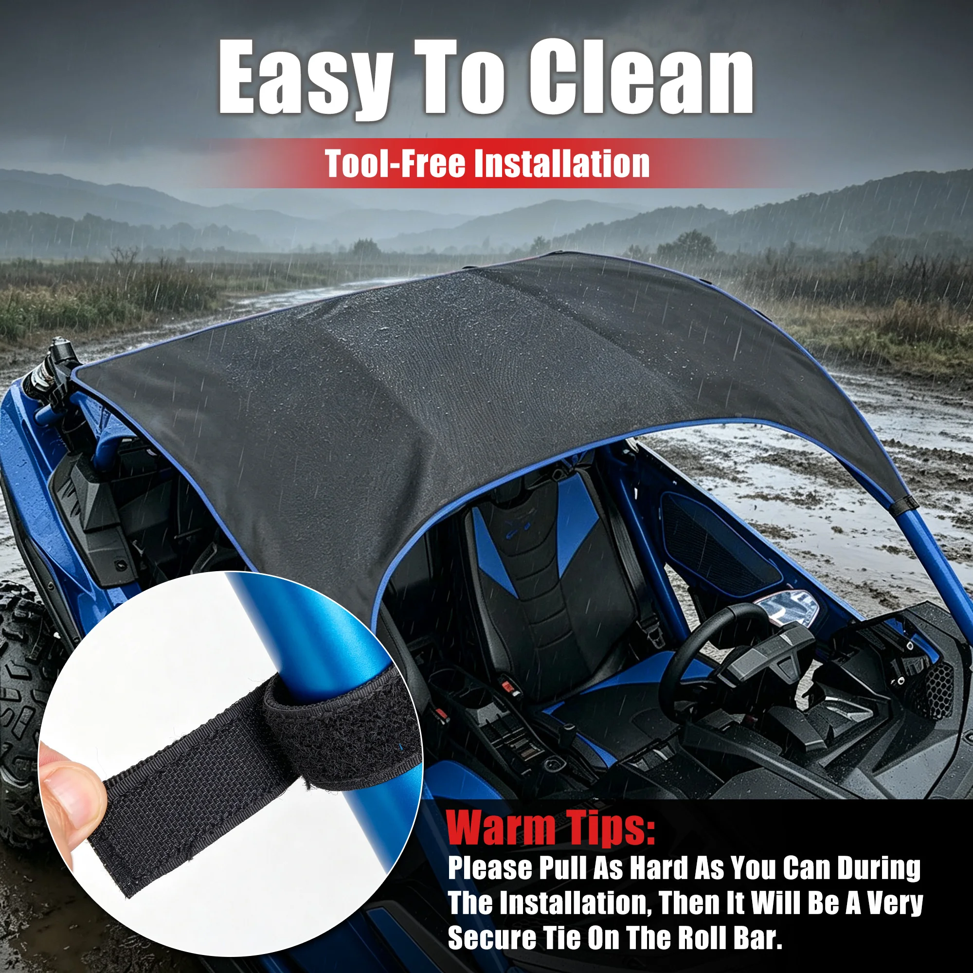 Blue Soft Top for Can-Am Maverick X3 2-Dr 2017-2023 – Waterproof Canvas Roof Cover with UV Sunshade Heavy-Duty UTV Cab Accessory