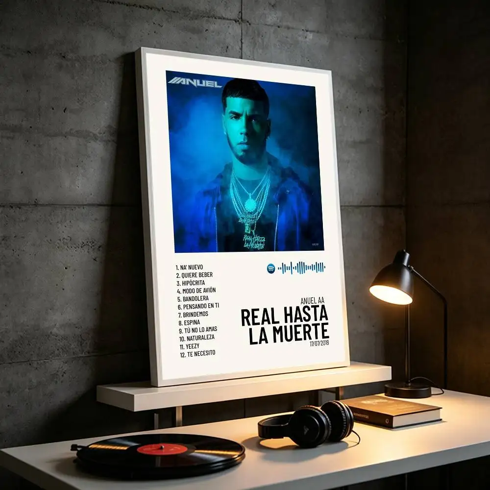 Top Rapper Anuel AA Poster Waterproof Wall Art Sticker For Bar Living Room Vintage Decor High Quality Print Gift
