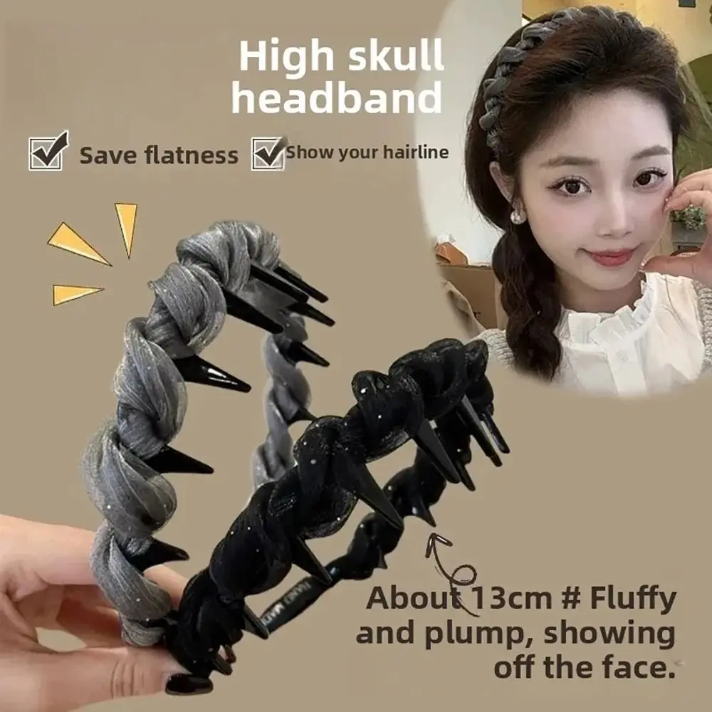 

1Pcs Durable Black Lace Mesh Headband Elegant Fashion Hair Accessories Non-slip Pearl Shiny Hair Teeth For Women Girls