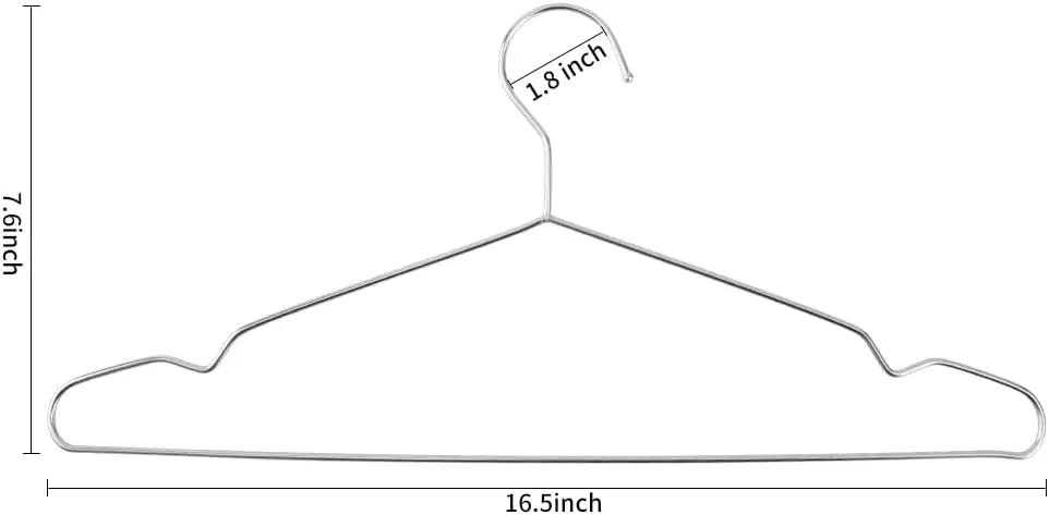 100 Pack Heavy Duty Wire Hangers, Ultra Thin Metal Clothes Hangers 16.5in Space Saving Anti-Slip