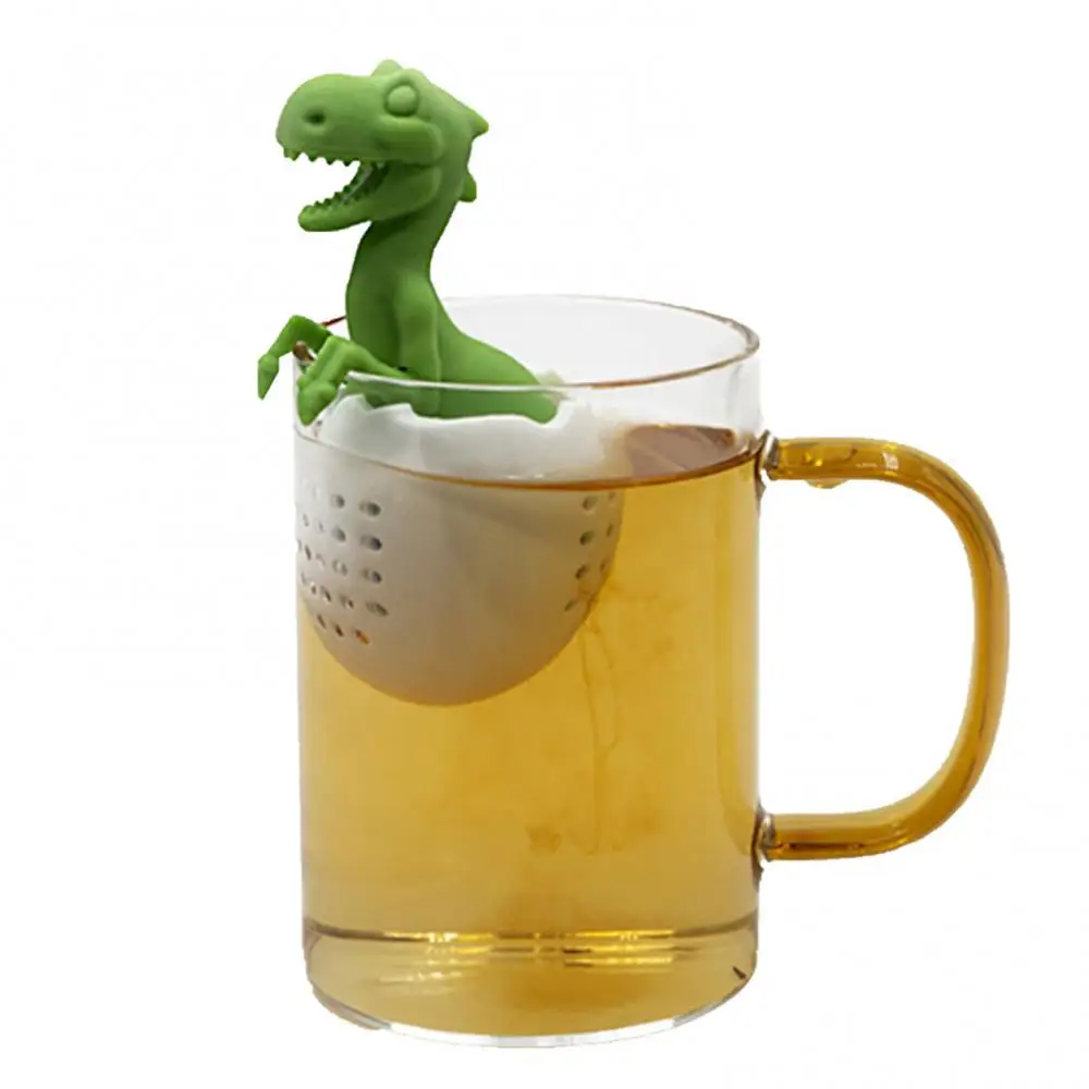 Tea Infuser Diffuser Silicone Tool Filter Strainer Hatched Dinosaur Leaf Drink Tool