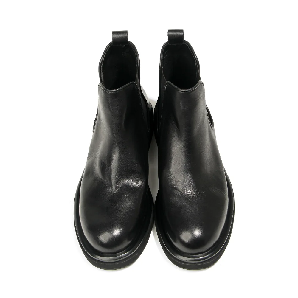 Men's Chelsea Boots High Top Genuine Leather Dress Shoes Luxury Trainers Autumn Retro Black Brown Vintage Designer Sneakers - view 6
