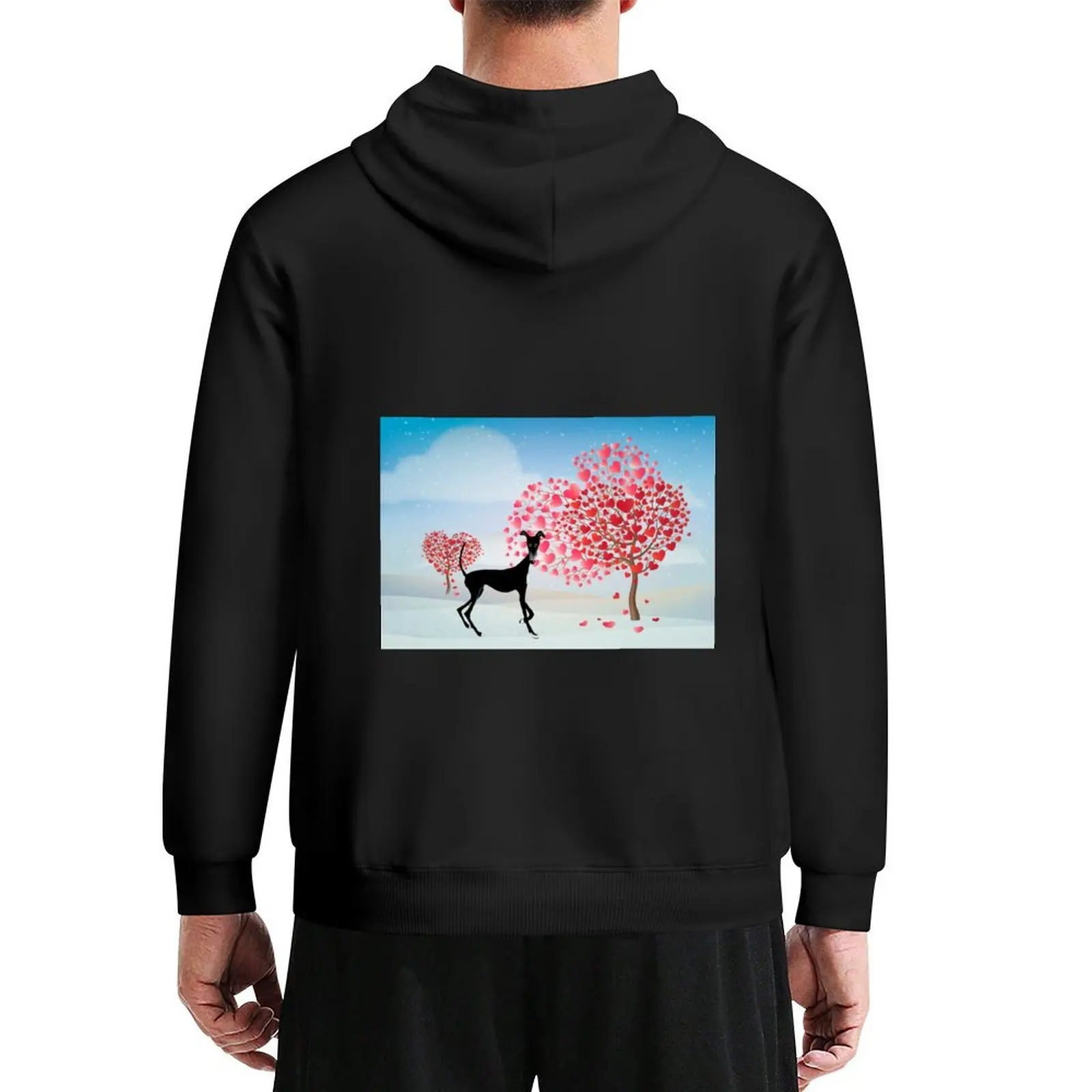 

Greyhound tree of hearts Hoodie men's autumn clothes graphic t shirts men men clothing korean clothes pullover hoodies