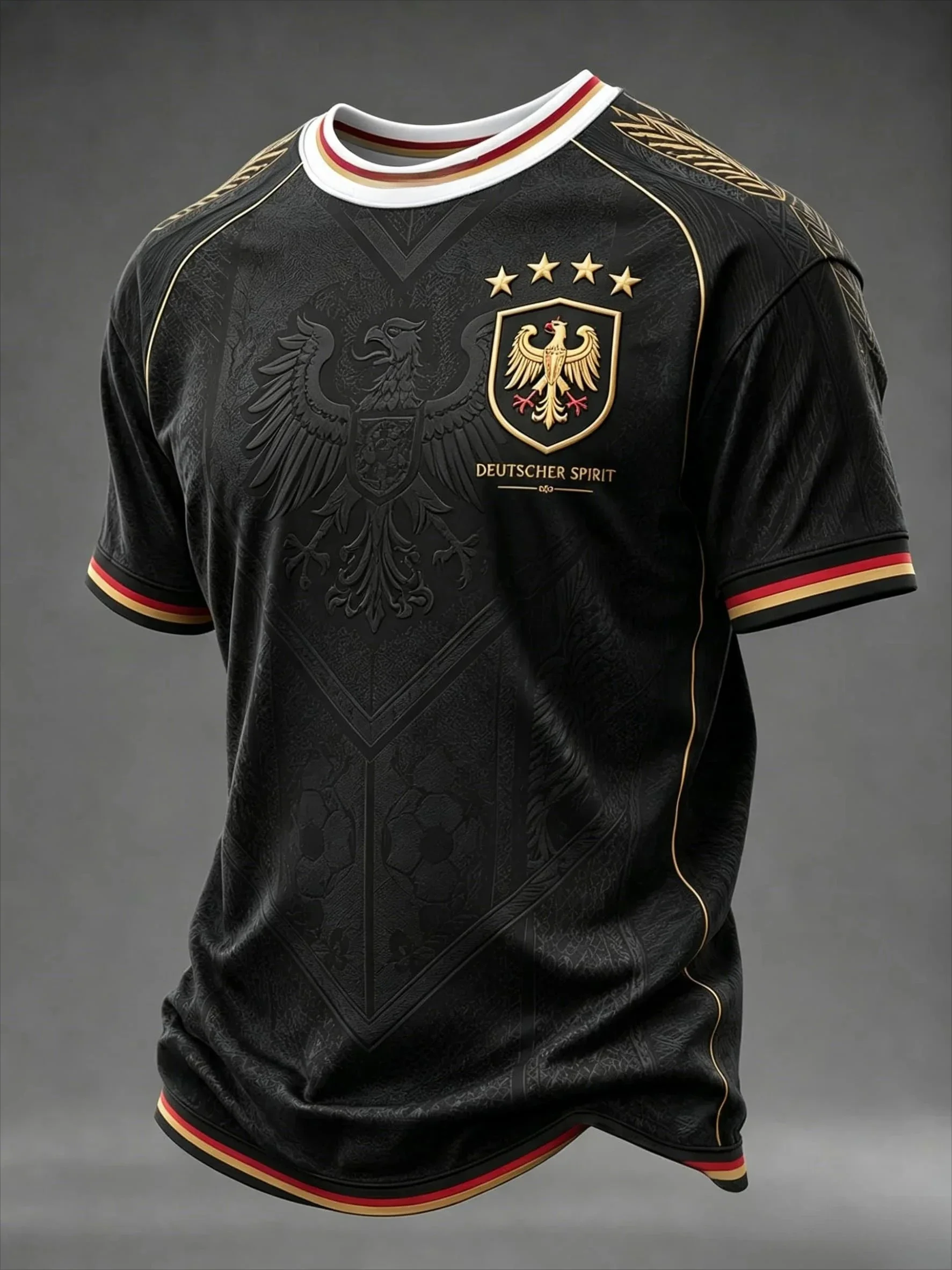 2026-27 Summer New Design German Football Training Shirt - 3D Printed Breathable Quick-Drying T-Shirt for Family Version Kids