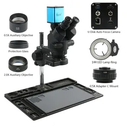 Industry HDMI Auto Focus Autofocus Camera + 3.5X-90X Zoom Trinocular Microscope Stereo Microscope For Phone CPU Repair Soldering