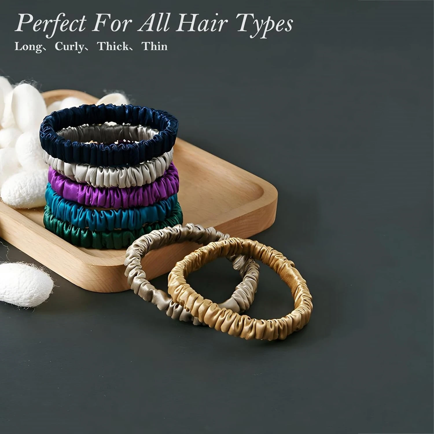 [22 Momme] 4 قطع من ربطات الشعر المصنوعة من الحرير الخالص بنسبة 100%، والمتانة وطول العمر، وتصميم بسيط، وخيار جيد لهدايا ربطات الشعر.