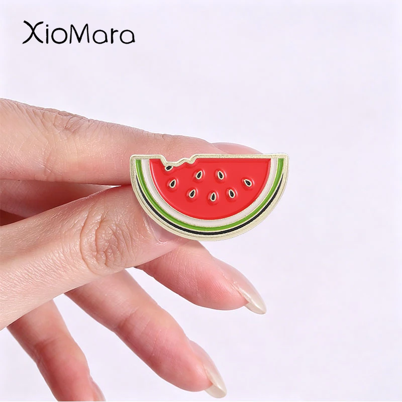 Summer Bitten Watermelon Slice Enamel Pins Cute Fresh Fruit Shaped Metal Brooches Fashion Lapel Badge Backpack Clothes Jewelry