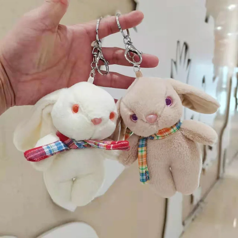 new Big ears scarf rabbit delicate Pendant lifelike soft doll decorate Keychain couple birthday sweet gift