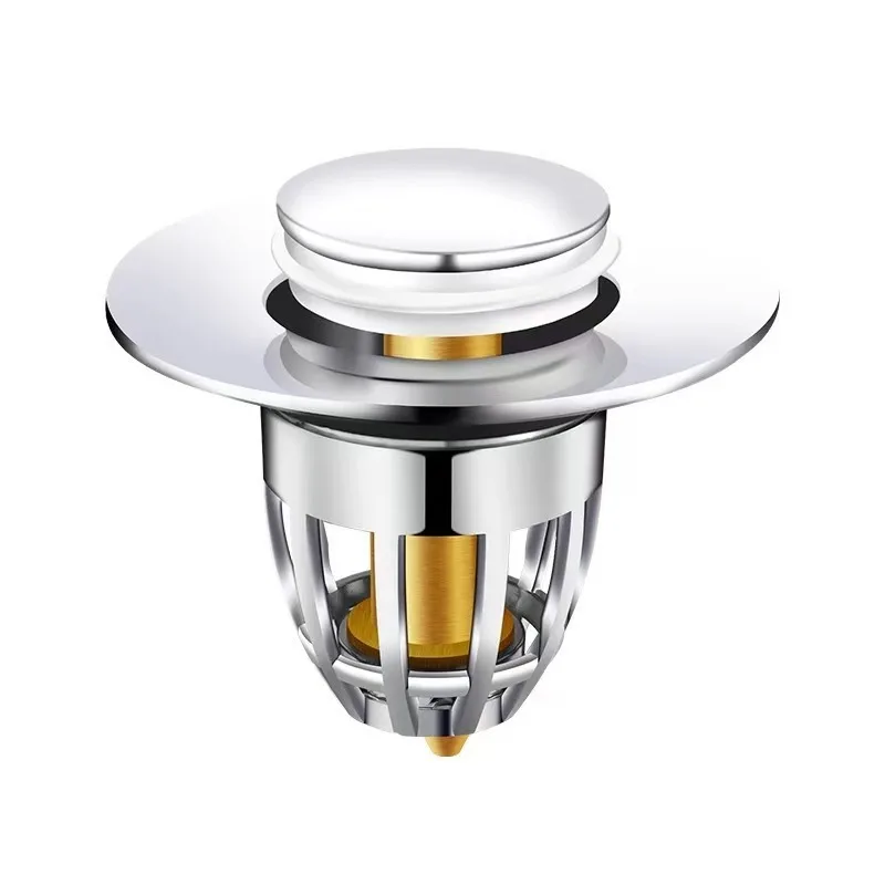 

Drain Stopper Universal Rebound Drain Plug Filter Basin Pop-up Chrome Sink Filter with Hair Catcher Bathroom Sink Easy Push Type