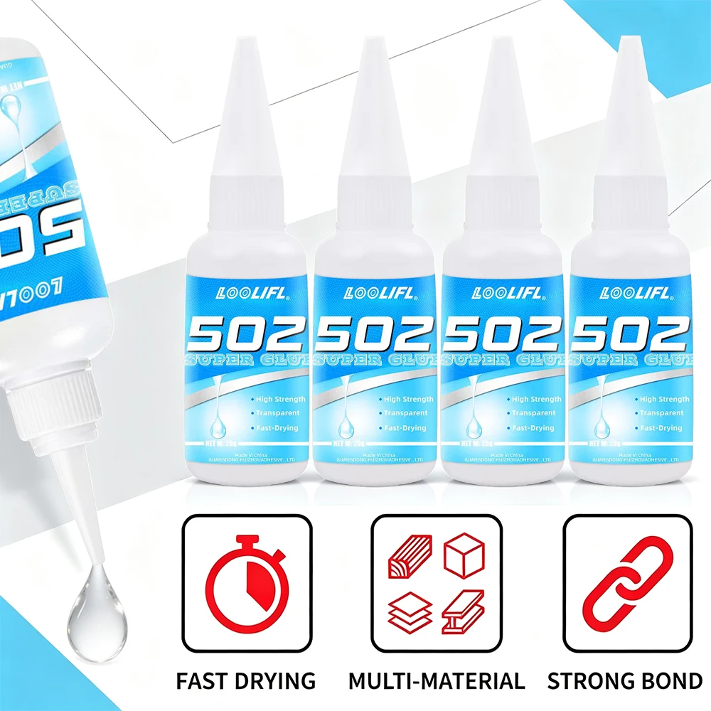 502 Super Glue Instant Quick Drying Adhesive Strong Bond Liquid Glue for Metal  Wood  Rubber  Plastic Ceramic Leather DIY Repair