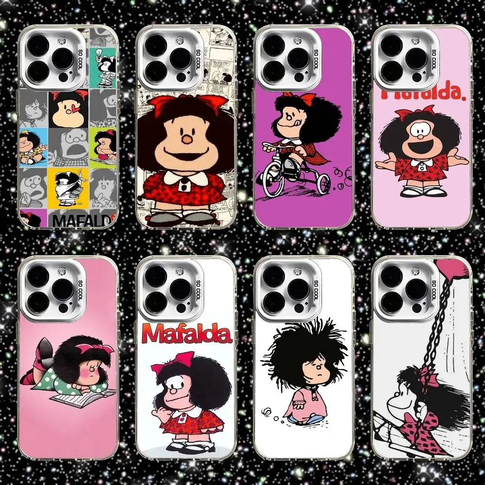 

Cute M-Mafaldas Phone Case For iPhone 16,15,14,13,12,11,Pro,XS,Max,Plus,Mini,SE White Candy Matte Shockproof Cover