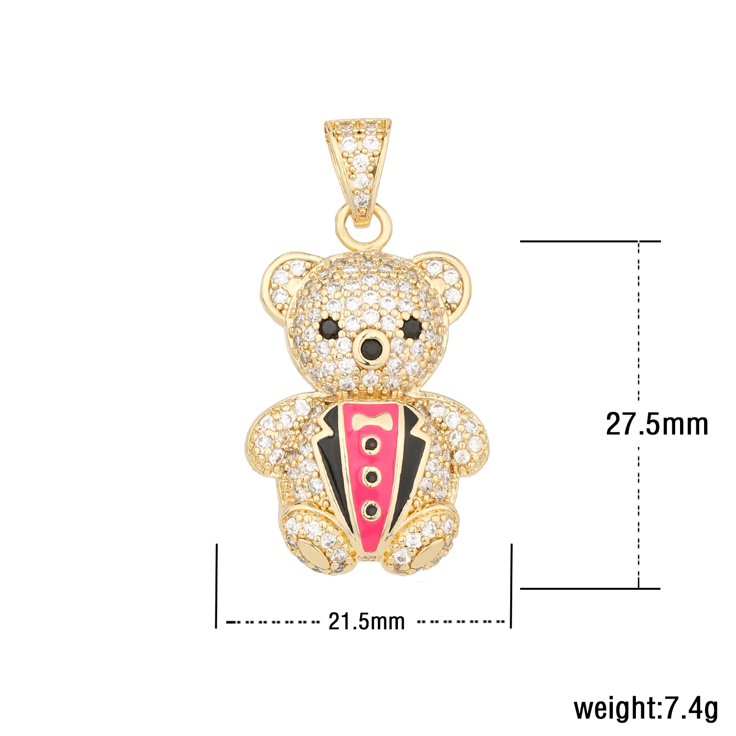 Manufacturer wholesale set bear charm unique shape 14k gold women's exquisite bear pendant