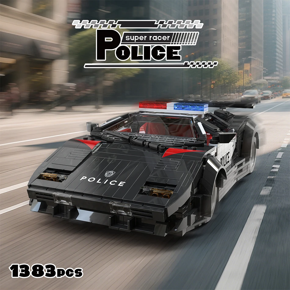 

MOC City Patrol Police Car Supercar Model Building Blocks Speed Champions Racer Vehicle Bricks Toys for Childrens Birthday Gift