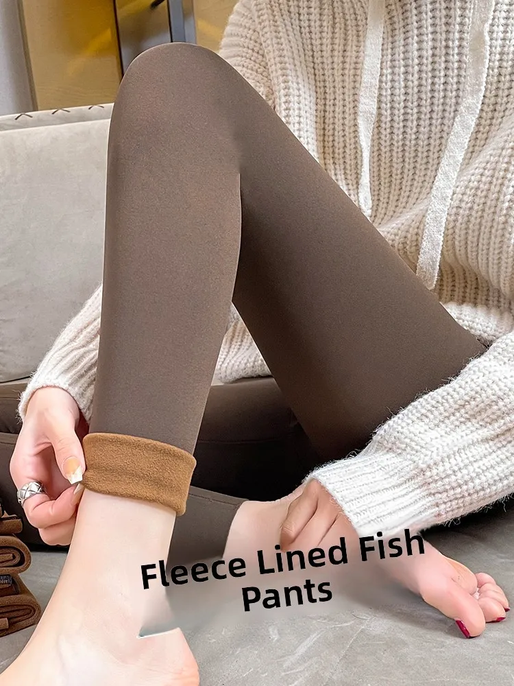

Утепленные женские зимние брюки для йоги с высокой талией, на флисовой подкладке, теплые повседневные длинные штаны из нейлона и спандекса