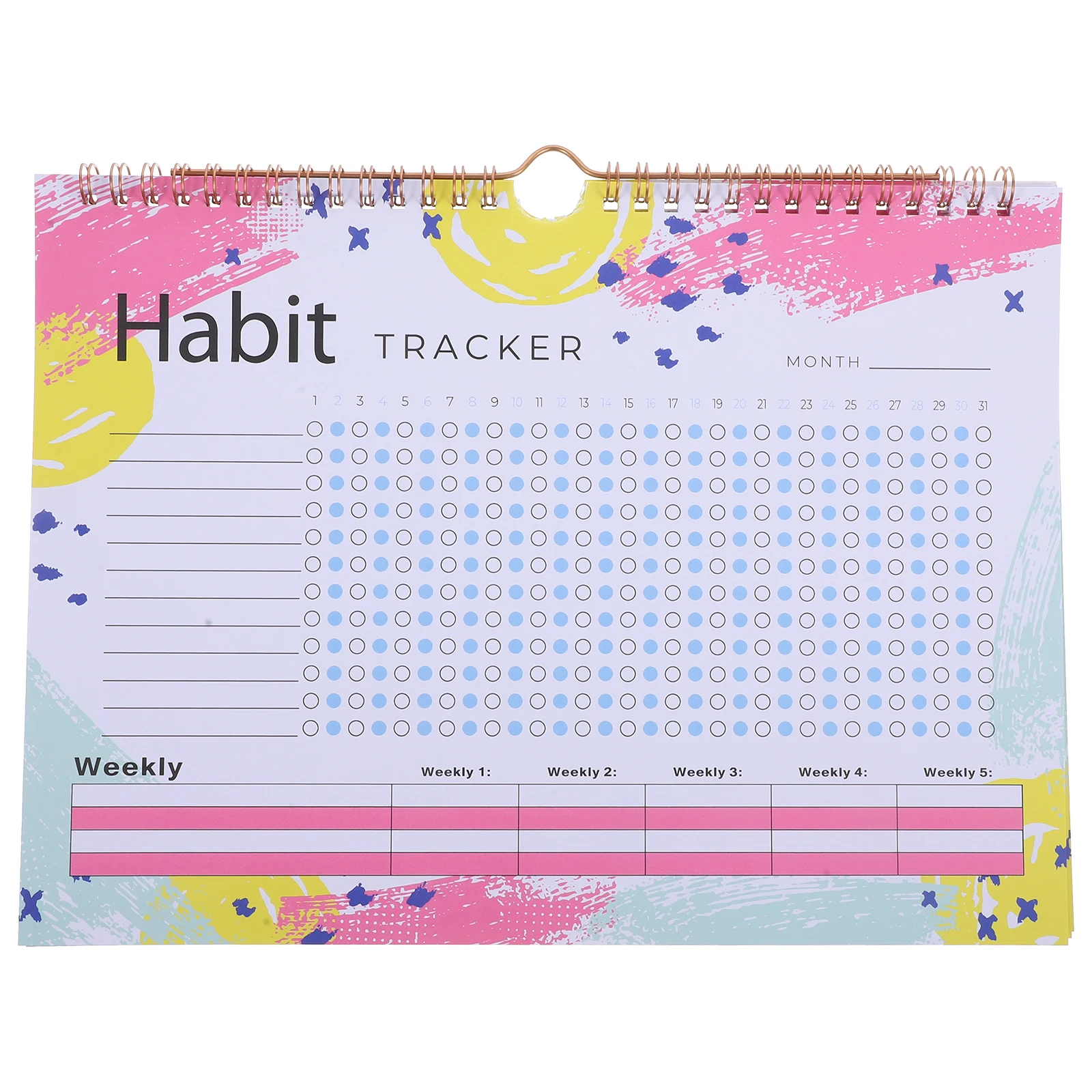 

Undated Daily Weekly Monthly Habit Tracker Planner Journal Calendar Simple Design Goal Planning Workout Mood Learning Yellow