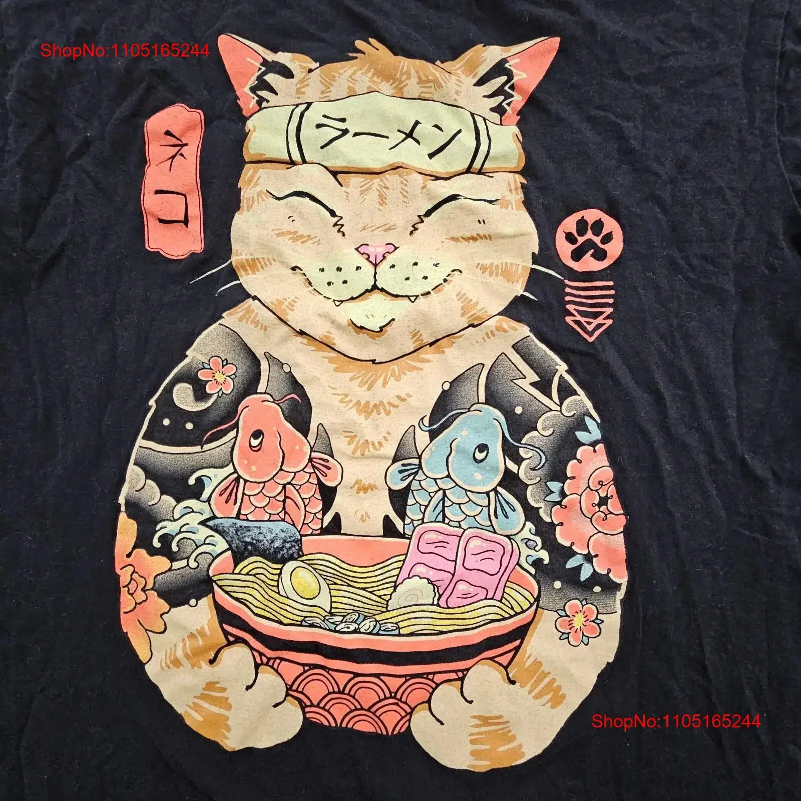 Vincent Trinidad Catana Ramen Schwarzes Baumwoll-T-Shirt Herren M Vintage Washed Top für den Alltag Leicht atmungsaktiv Stilvoll