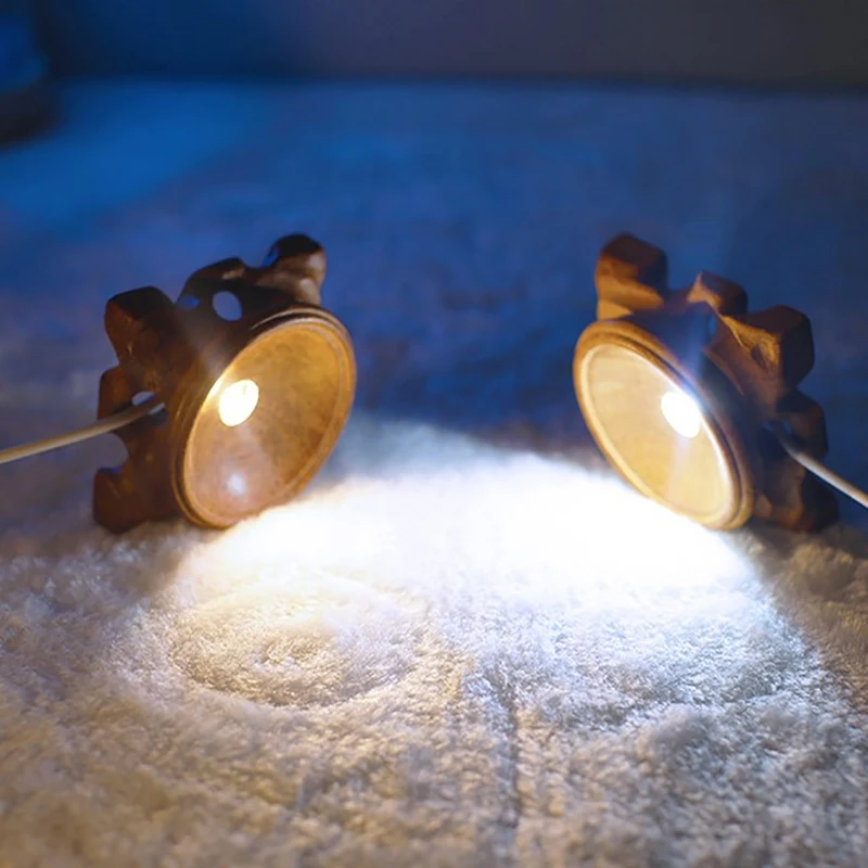 حامل مصباح خشبي على شكل فرع حمضي مع قاعدة LED مضيئة، رائع لفن الكرة الكريستالية والزجاجية