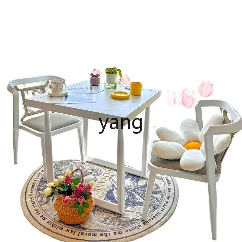 YJQ balcony table and chair three-piece combination small apartment leisure area outdoor waterproof one table and two chairs