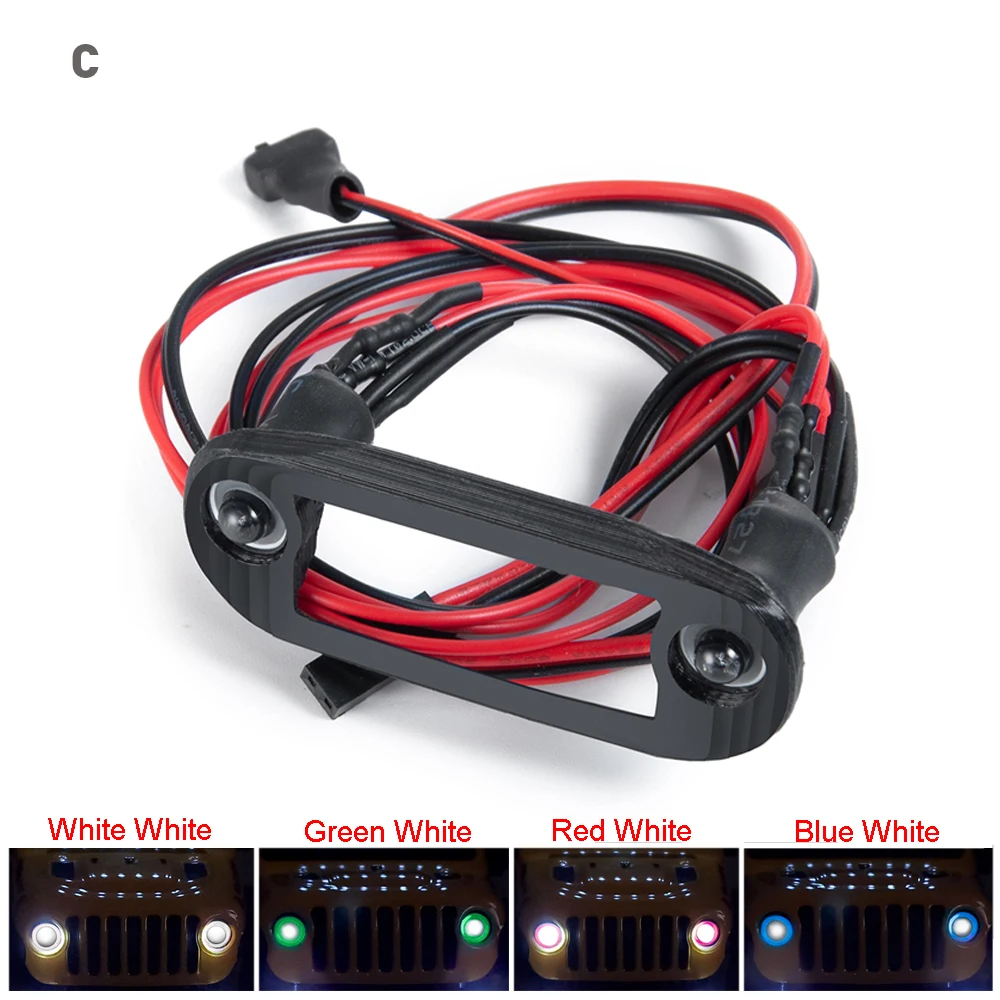 YEAHRUN محاكاة الجبهة مصباح ليد مصباح المصباح ل محوري SCX24 1/24 RC الزاحف سيارة ترقية أجزاء الملحقات