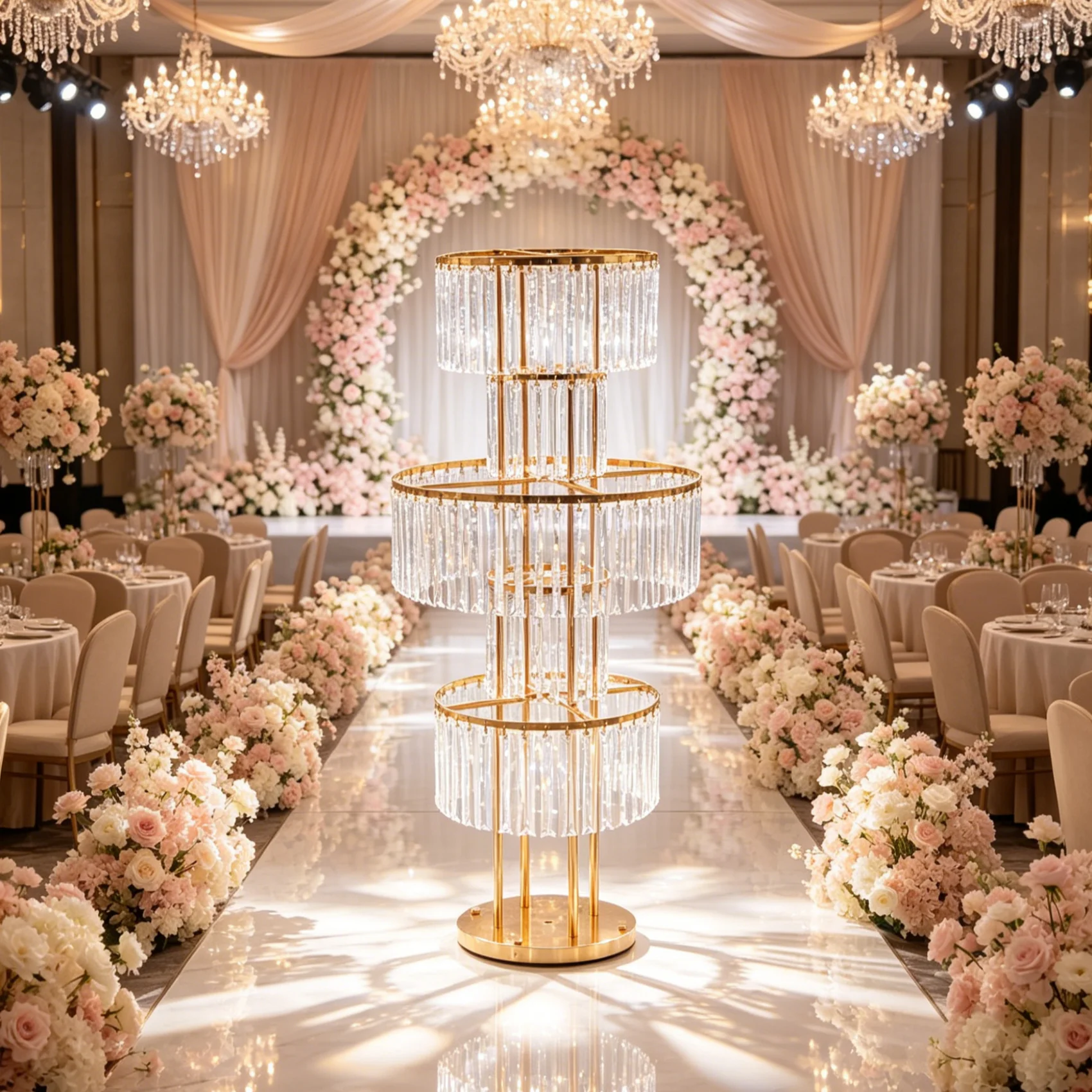 2 Pack Multi-layer Flower Rack Acrylic Ice Curtain Ornaments, High Load Bearing Structure For Hotel Cafe Festival Decoration