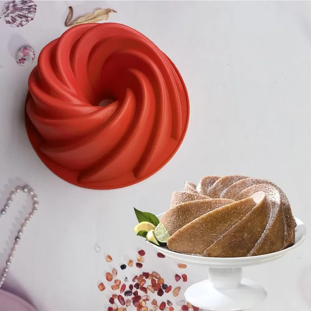 9 Inch Cake Molds Silicone Bakeware Non Stick Mousse Chiffon Pudding Jelly Ice Creams Red Large Hollow Round Kitchen Tools