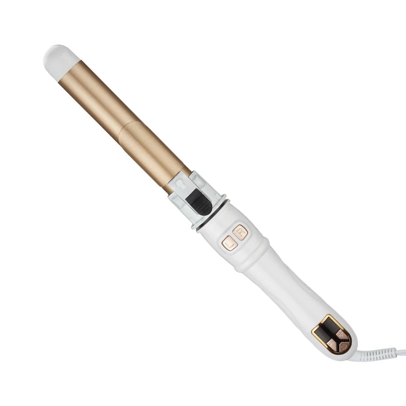

Rotary Hair Looper logo extra Long Barrel Curling Iron Dual Voltage White Rotating Degrees Curling Iron