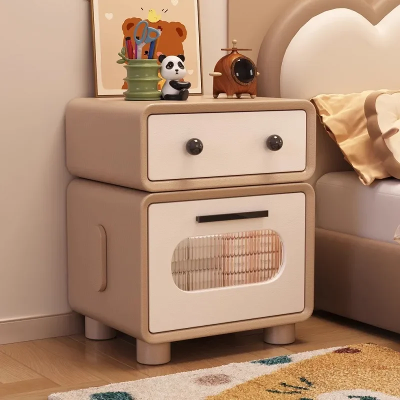 Solid wood bedside table, small children's wind robot, modern simple household bedroom, high-end light luxury storage cabinet