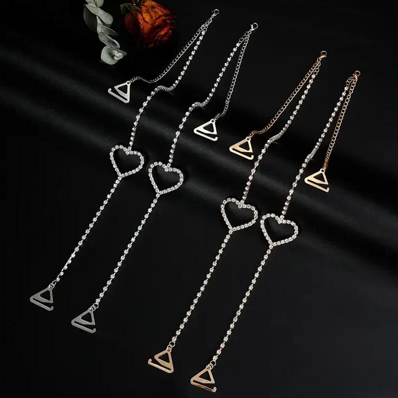 1PC Sexy Heart Shape Shoulder Strap For Bra Jewelry Adjustable Rhinestone Lingerie Straps Shoulder Chain For Women Dress Decor