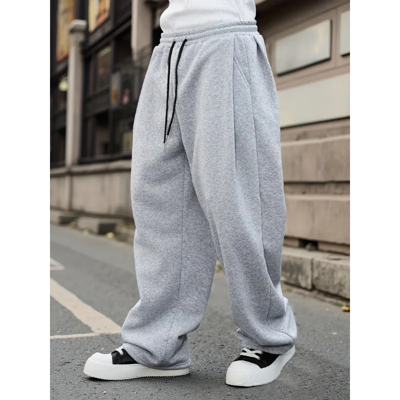 

Мужские осенне-зимние новые поступления с наклонной сумкой на шнурке, однотонные универсальные классические спортивные штаны в студенческом стиле