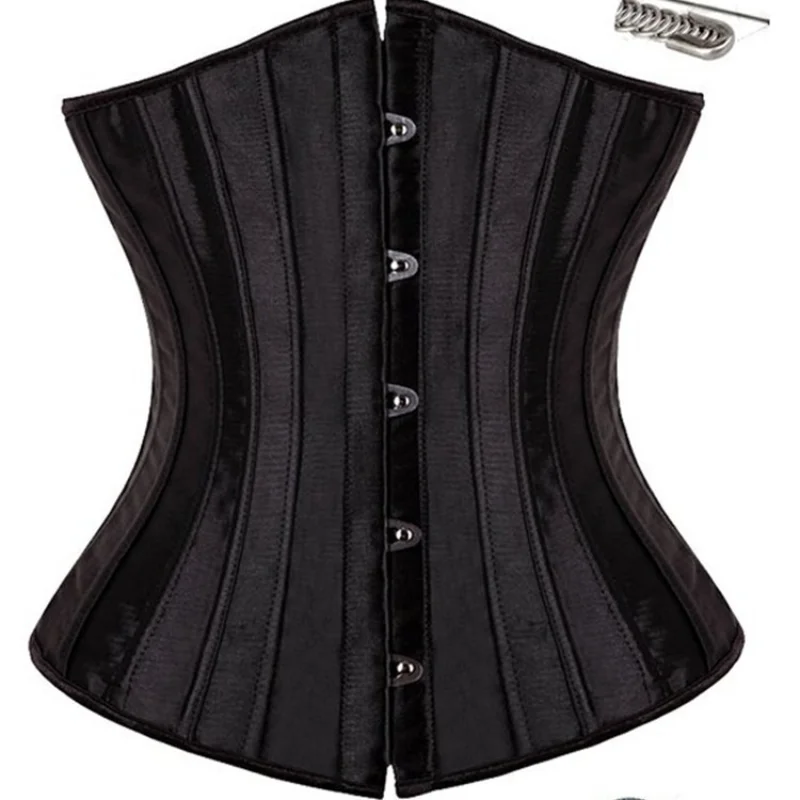 Women Sexy Waist Cincher Corsets 26 Steel Boned Bustiers Corset Underbust Satin Body Shaper Lingerie Waist Cincher Corselet