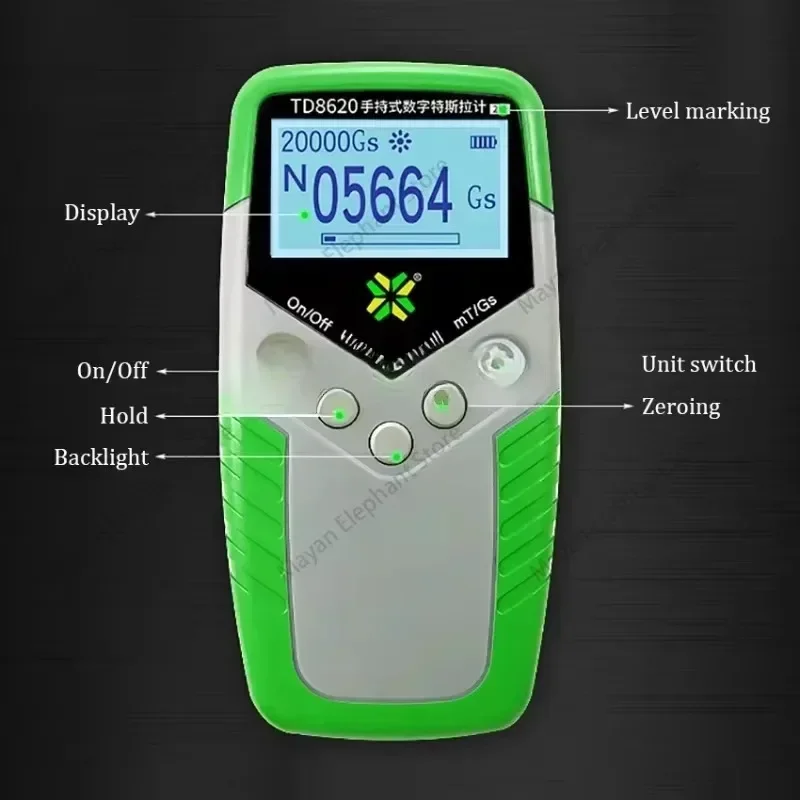 Meter Handheld Digital Tesla Meter Magnetic Flux Meter Surface Magnetic Field Test 5% Accuracy TD8620