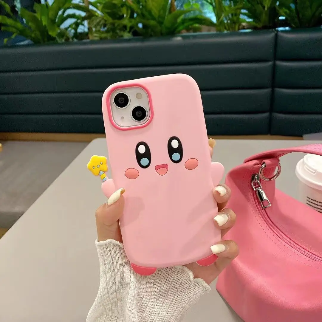 Funda de teléfono móvil de dibujos animados Kawaii Kirby para IPhone 13, 12, 11, 8, 7 Pro Max, funda trasera de silicona suave Y2K